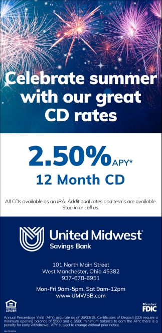 united bank wv cd rates